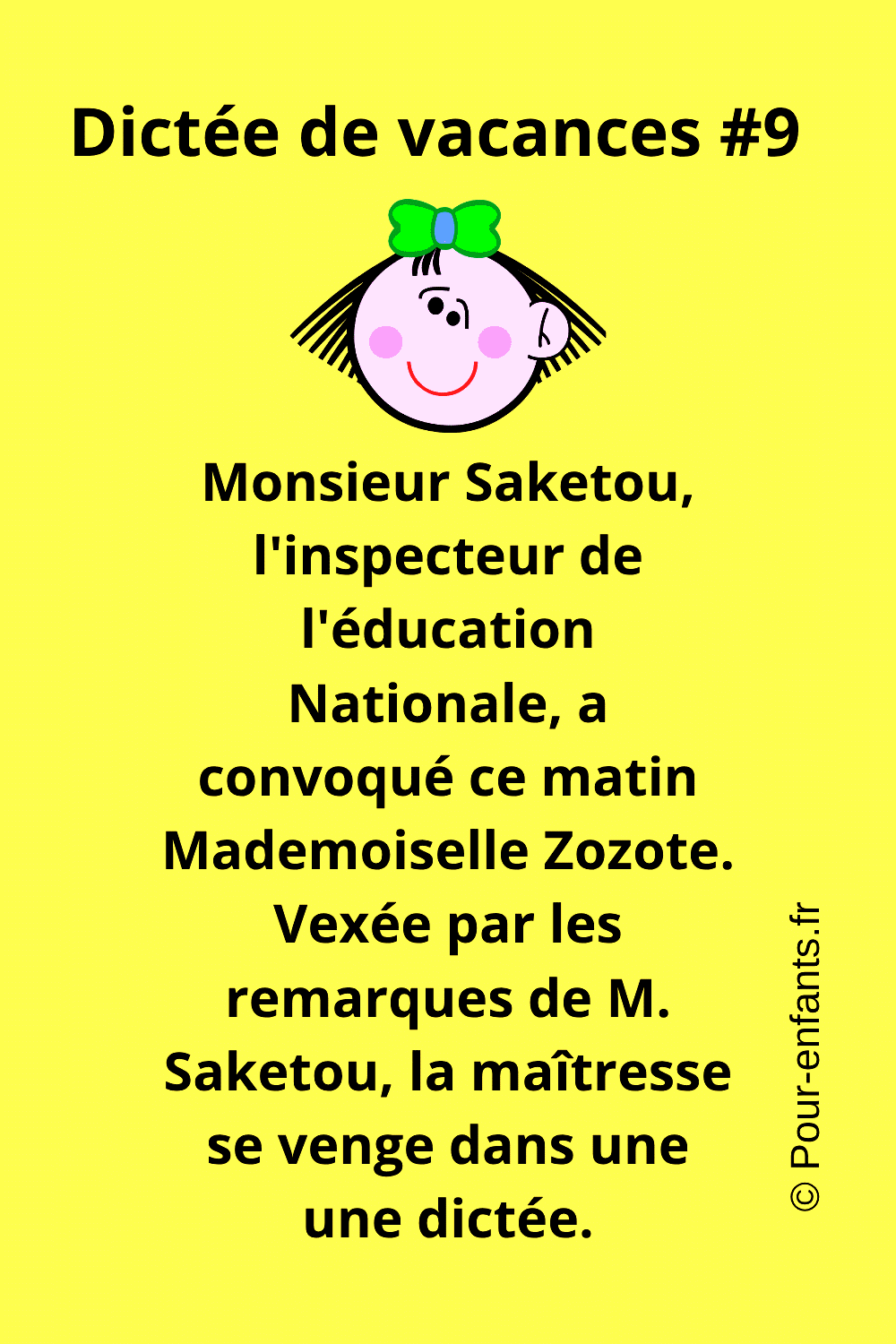 Dict�e de vacances amusante pour rire. Texte marrant, dr�le, rigolo.