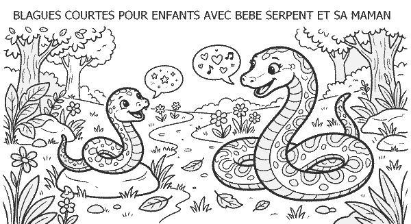 Blagues courtes pour enfants - Dessin de Bébé Serpent et sa Maman
