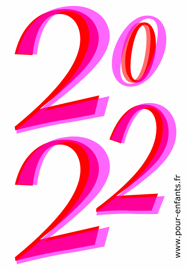 2022 en chiffres de grande taille à imprimer en couleurs