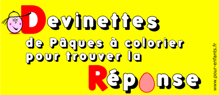 Pâques humour. Devinettes à imprimer pour faire un coloriage.