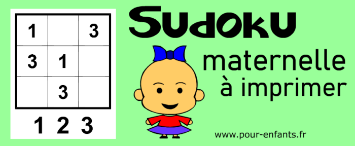 Sudokus faciles pour maternelles à imprimer