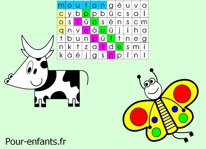 Mots cachés animaux