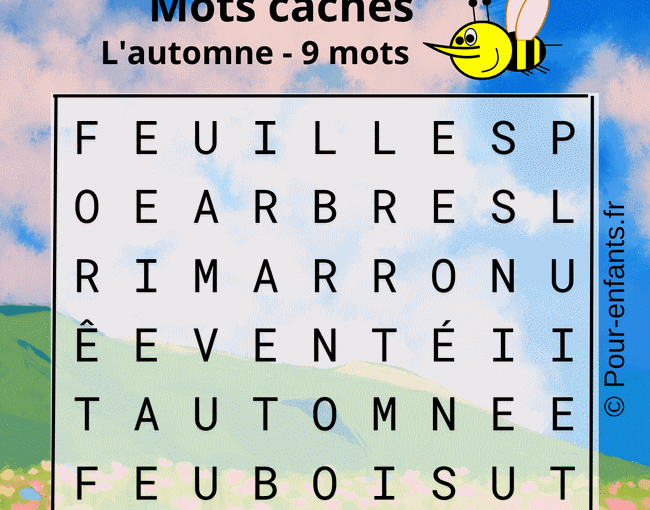 Mots cachés automne pour enfants à imprimer
