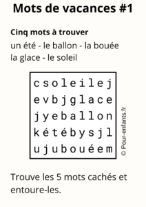 Grille facile vacances d'été