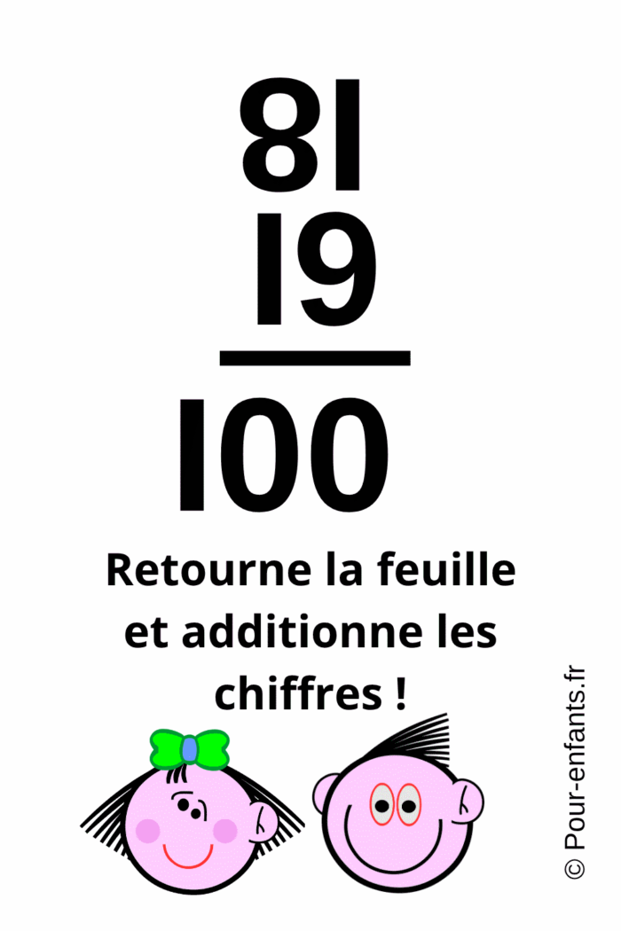Jeux papier crayon. Récréation mathématique. Trouver 100. Réponse et astuce.