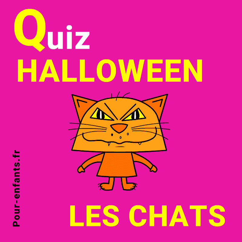 Quiz d'Halloween sur les chats. Dessin de présentation du jeu de quiz.