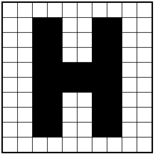 Lettre H à imprimer sur quadrillage