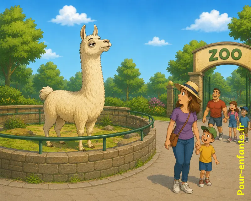 Lama distingué observant les visiteurs du zoo