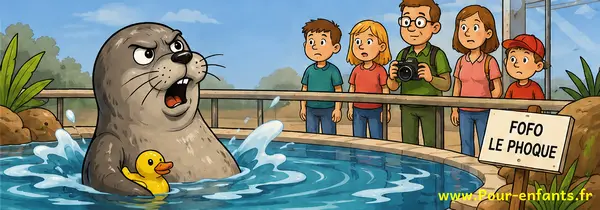 Phoque dans un bassin de zoo se plaignant aux visiteurs